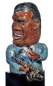 Ceramic Sculpture of Saxophone Player Maceo Park